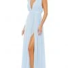 Ieena Duggal - 55321 Plunging V Neck Chiffon Flowy Dress 2 Ieena Duggal - 55321 Plunging V Neck Chiffon Flowy Dress