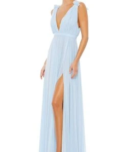 Ieena Duggal - 55321 Plunging V Neck Chiffon Flowy Dress
