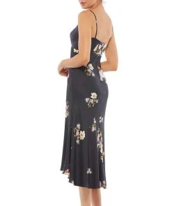 Ieena Duggal - 55388I V-Neck Empire Tea-Length Dress