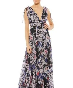 Ieena Duggal - 55414I Plunging V-Neck A-Line Dress