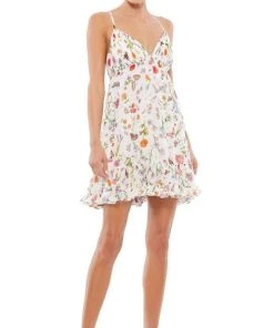 Ieena Duggal - 55421I Printed Baby Doll Short Dress
