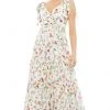 Ieena Duggal - 55422I V-Neck Floral A-Line Dress