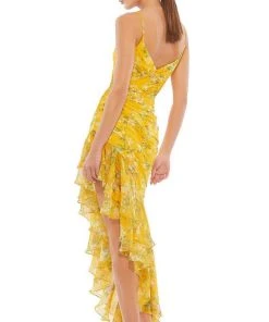 Ieena Duggal - 55425I Floral Printed Asymmetric Hem Dress