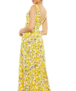Ieena Duggal - 55434I Floral Printed Empire Dress