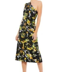 Ieena Duggal 55630 - Floral One Shoulder Cocktail Dress