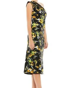 Ieena Duggal 55630 - Floral One Shoulder Cocktail Dress 8 Ieena Duggal 55630 - Floral One Shoulder Cocktail Dress