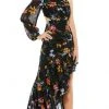 Ieena Duggal 55668 - Floral Bishop Sleeve High Low Evening Dress