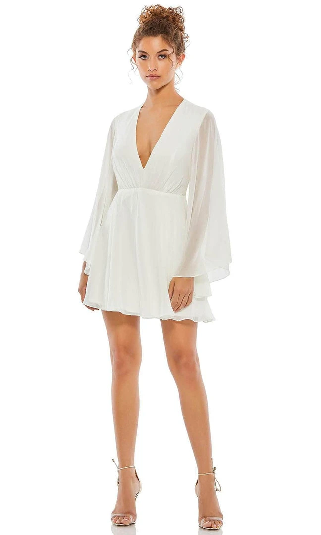 Ieena Duggal 55684 - Long Sleeves V-neck Short Dress 5 Ieena Duggal 55684 - Long Sleeves V-neck Short Dress