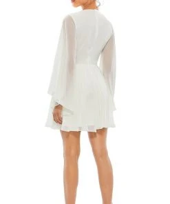 Ieena Duggal 55684 - Long Sleeves V-neck Short Dress