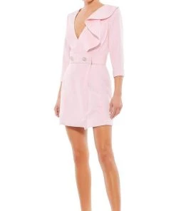 Ieena Duggal - 55692 Ruffle Draped Sheath Dress