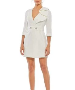 Ieena Duggal - 55692 Ruffle Draped Sheath Dress