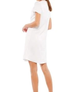 Ieena Duggal - 55698 Baggy Jewel Neck Mini Dress