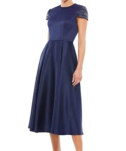 Ieena Duggal - 55699 Jewel Box-Pleated A-Line Dress