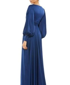 Ieena Duggal - 67847 Bishop Sleeve Wrap Gown