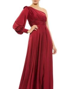 Ieena Duggal - 67866I One Shoulder Satin A-Line Gown
