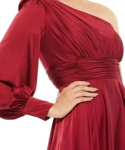 Ieena Duggal - 67866I One Shoulder Satin A-Line Gown 8 Ieena Duggal - 67866I One Shoulder Satin A-Line Gown