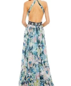 Ieena Duggal 68089 - Pleated Halter Neck Long Dress