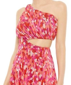 Ieena Duggal 9160 - Asymmetrical One Shoulder High - Low Dress