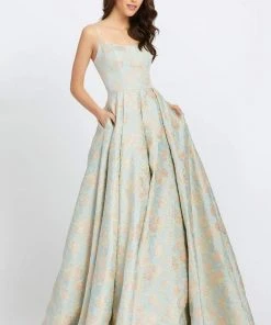 Ieena Duggal - Spaghetti Strap Beaded Floral Ballgown 26117I - 1 Pc Pastel Dream In Size 2 Available