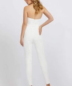 Ieena Duggal - Strapless Sweetheart Fitted Jumpsuit With Jacket 26223I - 1 Pc White In Size 4 Available Mac Duggal