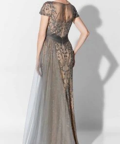 Ivonne D 122D62 - Beaded Tulle Overskirt Sheath Gown Ivonne D For Mon Cheri