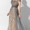 Ivonne D 122D62 - Beaded Tulle Overskirt Sheath Gown Ivonne D For Mon Cheri