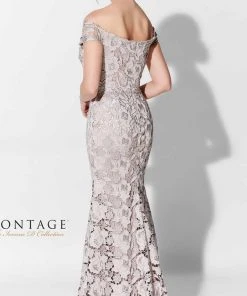 Ivonne D For Mon Cheri Ivonne D 122D65 - Embroidered Crepe Laced Evening Gown 8 Ivonne D For Mon Cheri Ivonne D 122D65 - Embroidered Crepe Laced Evening Gown