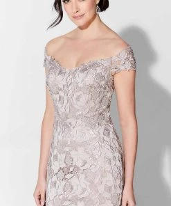 Ivonne D For Mon Cheri Ivonne D 122D65 - Embroidered Crepe Laced Evening Gown