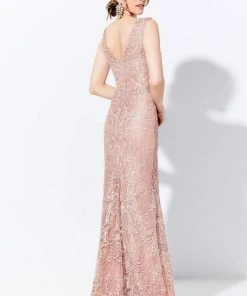 Ivonne D By Mon Cheri - 120D01 Lace Embroidered V-Neck Dress