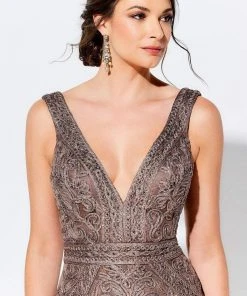 Ivonne D By Mon Cheri - 120D03W Embroidered V-Neck Long Dress Ivonne D For Mon Cheri