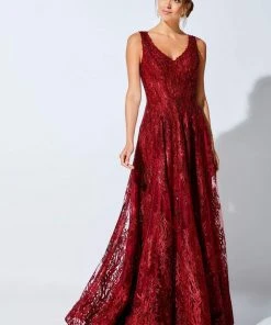 Ivonne D By Mon Cheri - 120D10 Embroidered Lace Pleated A-Line Gown 37 Ivonne D By Mon Cheri - 120D10 Embroidered Lace Pleated A-Line Gown