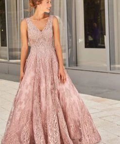 Ivonne D By Mon Cheri - 120D10 Embroidered Lace Pleated A-Line Gown