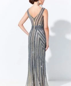 Ivonne D By Mon Cheri - 120D12 Beaded Fitted Column Dress Ivonne D For Mon Cheri