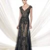 Ivonne D By Mon Cheri - Beaded Tulle Dress 115D74 - 1 Pc Navy Blue Nude In Size 4 Available