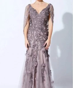 Ivonne D By Mon Cheri - V-Neck Fit And Flare Evening Dress Ivonne D For Mon Cheri