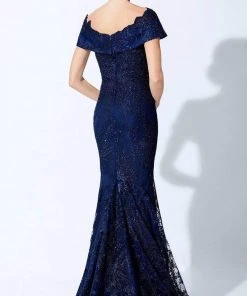 Ivonne D By Mon Cheri - Wide V-Neck Beaded Evening Dress