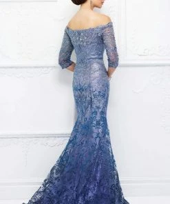 Ivonne D For Mon Cheri - 118D07 Ombre Sequined Tulle Lace Gown