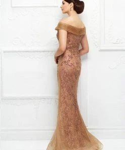 Ivonne D For Mon Cheri - 118D08 Beaded Lace Dress With Tulle Overlay