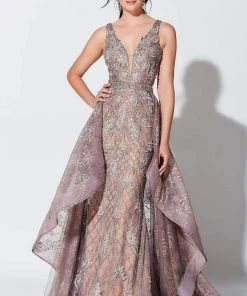 Ivonne D For Mon Cheri - 119D56 Embroidered Gown With Train