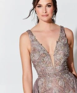 Ivonne D For Mon Cheri - 119D56 Embroidered Gown With Train