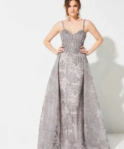 Ivonne D For Mon Cheri - 219D71 Embroidered Gown With Detachable Train