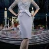 Janique - 1906 Embroidered Bateau Knee Length Fitted Dress 2 Janique - 1906 Embroidered Bateau Knee Length Fitted Dress