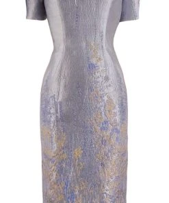 Janique - 1939 Off-Shoulder Metallic Cocktail Dress 12 Janique - 1939 Off-Shoulder Metallic Cocktail Dress