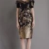 Janique - 1939 Off-Shoulder Metallic Cocktail Dress