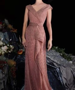 Janique 210622 - Cap Sleeve V-neck Evening Dress 12 Janique 210622 - Cap Sleeve V-neck Evening Dress