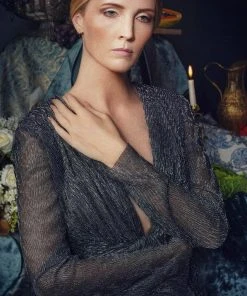 Janique 210922 - Long Sleeve Plunging V-neck Evening Dress 8 Janique 210922 - Long Sleeve Plunging V-neck Evening Dress