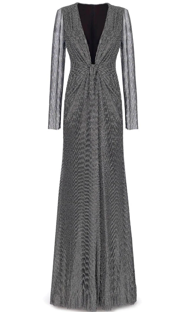 Janique 210922 - Long Sleeve Plunging V-neck Evening Dress 6 Janique 210922 - Long Sleeve Plunging V-neck Evening Dress