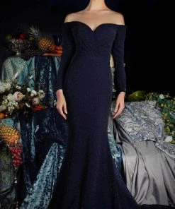 Janique 2157 - Off-shoulder Sweetheart Neck Evening Gown