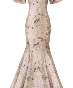 Janique 2941 - Off-shoulder Straight Across Neck Evening Dress