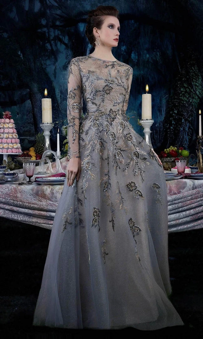 Janique 81122 - Long Sleeve Jewel Neck Evening Dress 4 Janique 81122 - Long Sleeve Jewel Neck Evening Dress